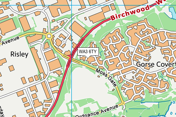 WA3 6TY map - OS VectorMap District (Ordnance Survey)