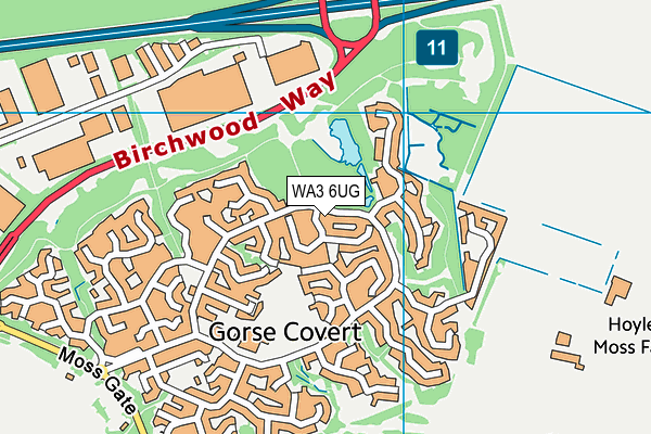 WA3 6UG map - OS VectorMap District (Ordnance Survey)