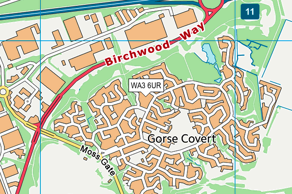 WA3 6UR map - OS VectorMap District (Ordnance Survey)