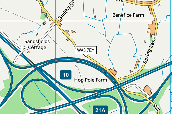WA3 7EY map - OS VectorMap District (Ordnance Survey) WA3 7EY map - OS VectorMap District (Ordnance Survey)