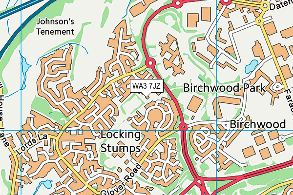 WA3 7JZ map - OS VectorMap District (Ordnance Survey) WA3 7JZ map - OS VectorMap District (Ordnance Survey)