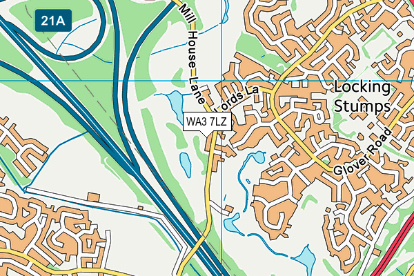 WA3 7LZ map - OS VectorMap District (Ordnance Survey) WA3 7LZ map - OS VectorMap District (Ordnance Survey)