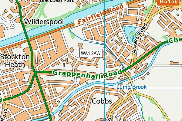 WA4 2AW map - OS VectorMap District (Ordnance Survey) WA4 2AW map - OS VectorMap District (Ordnance Survey)