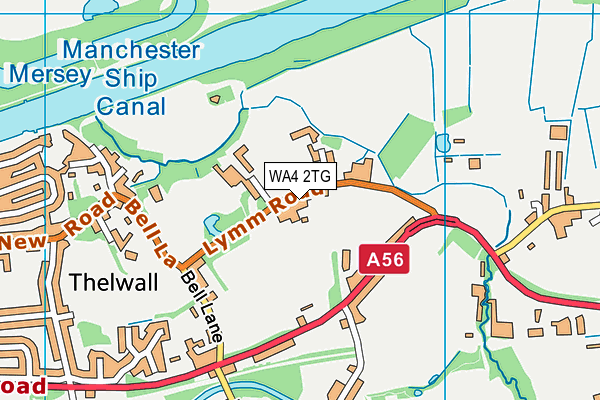 WA4 2TG map - OS VectorMap District (Ordnance Survey)