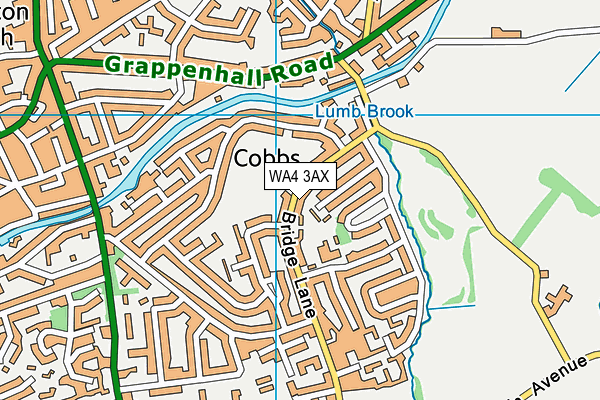 WA4 3AX map - OS VectorMap District (Ordnance Survey) WA4 3AX map - OS VectorMap District (Ordnance Survey)
