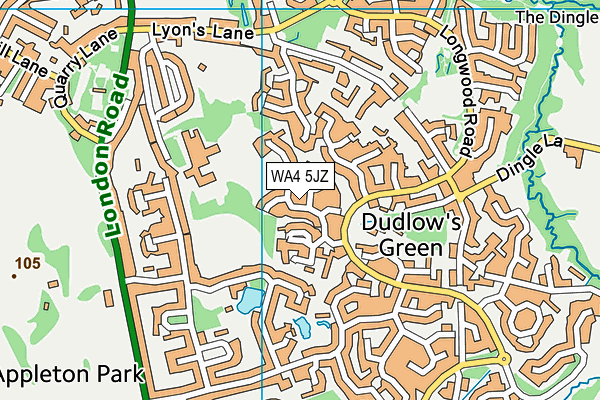 WA4 5JZ map - OS VectorMap District (Ordnance Survey) WA4 5JZ map - OS VectorMap District (Ordnance Survey)