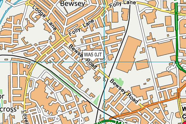 WA5 0JT map - OS VectorMap District (Ordnance Survey)