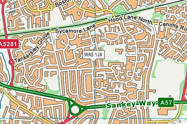 WA5 1JX map - OS VectorMap District (Ordnance Survey) WA5 1JX map - OS VectorMap District (Ordnance Survey)