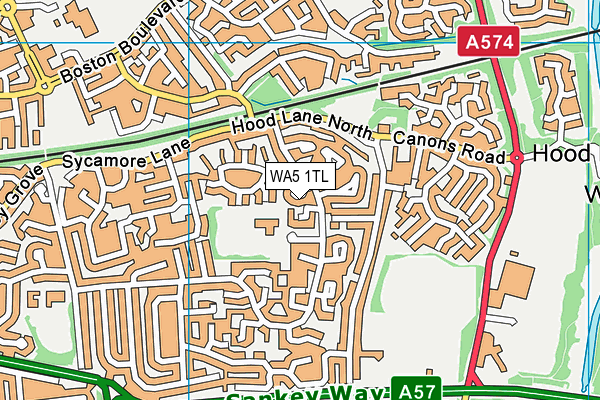 WA5 1TL map - OS VectorMap District (Ordnance Survey) WA5 1TL map - OS VectorMap District (Ordnance Survey)