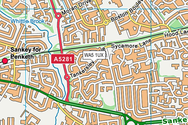 WA5 1UX map - OS VectorMap District (Ordnance Survey) WA5 1UX map - OS VectorMap District (Ordnance Survey)