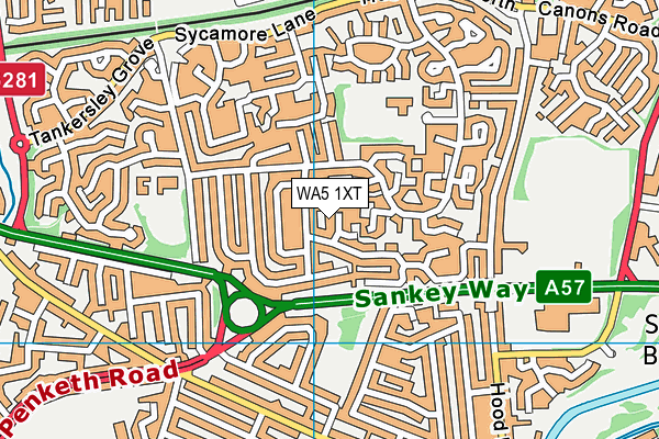 WA5 1XT map - OS VectorMap District (Ordnance Survey) WA5 1XT map - OS VectorMap District (Ordnance Survey)