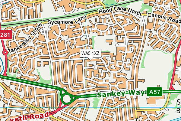 WA5 1XZ map - OS VectorMap District (Ordnance Survey) WA5 1XZ map - OS VectorMap District (Ordnance Survey)