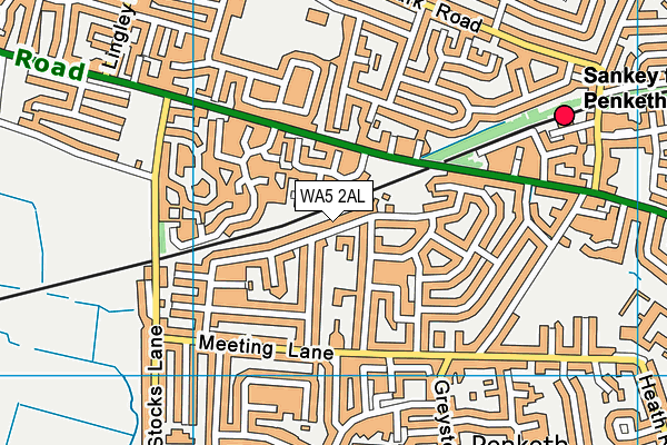 WA5 2AL map - OS VectorMap District (Ordnance Survey) WA5 2AL map - OS VectorMap District (Ordnance Survey)