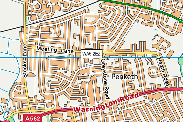 WA5 2EZ map - OS VectorMap District (Ordnance Survey) WA5 2EZ map - OS VectorMap District (Ordnance Survey)