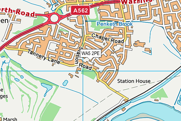WA5 2PE map - OS VectorMap District (Ordnance Survey) WA5 2PE map - OS VectorMap District (Ordnance Survey)