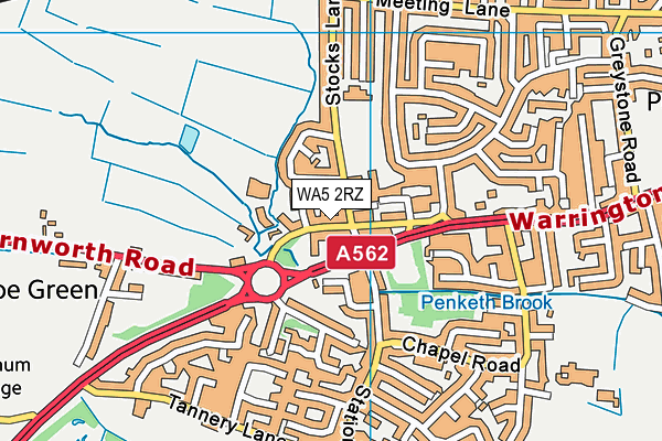 WA5 2RZ map - OS VectorMap District (Ordnance Survey)