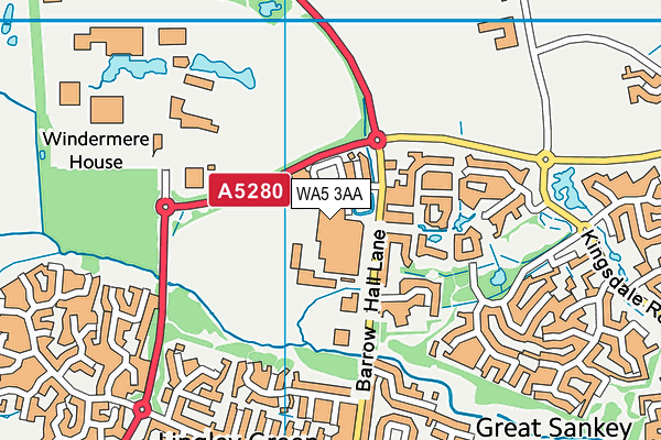 WA5 3AA map - OS VectorMap District (Ordnance Survey)