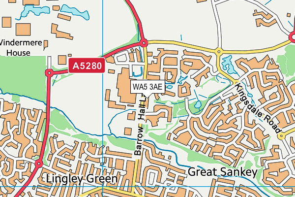 WA5 3AE map - OS VectorMap District (Ordnance Survey) WA5 3AE map - OS VectorMap District (Ordnance Survey)