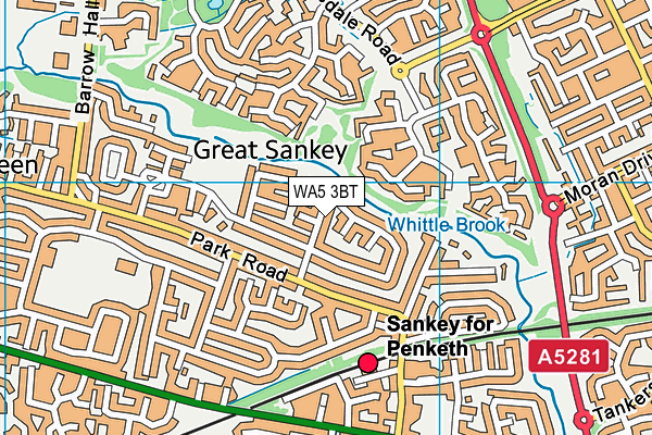 WA5 3BT map - OS VectorMap District (Ordnance Survey) WA5 3BT map - OS VectorMap District (Ordnance Survey)