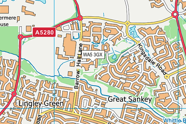 WA5 3GX map - OS VectorMap District (Ordnance Survey)