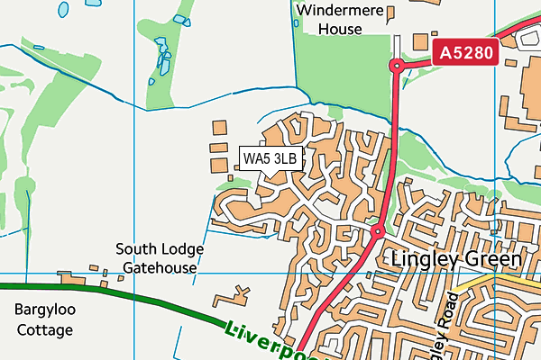 WA5 3LB map - OS VectorMap District (Ordnance Survey)