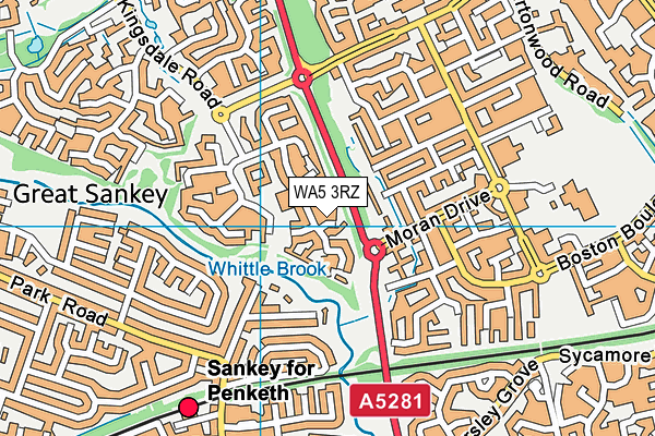 WA5 3RZ map - OS VectorMap District (Ordnance Survey) WA5 3RZ map - OS VectorMap District (Ordnance Survey)