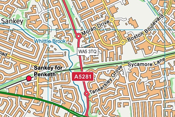 WA5 3TQ map - OS VectorMap District (Ordnance Survey)