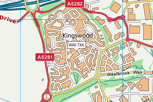 WA5 7XA map - OS VectorMap District (Ordnance Survey)