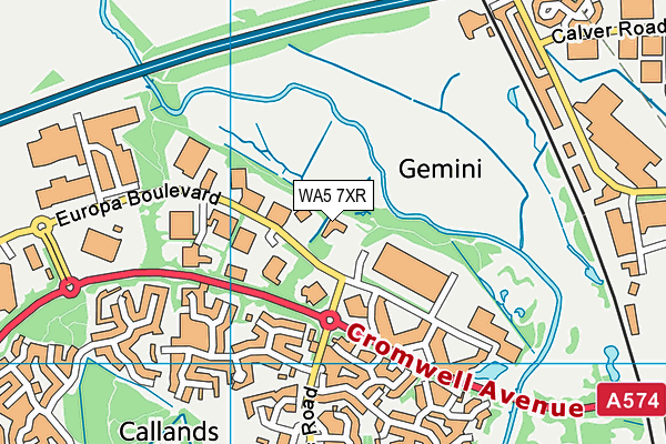 WA5 7XR map - OS VectorMap District (Ordnance Survey)