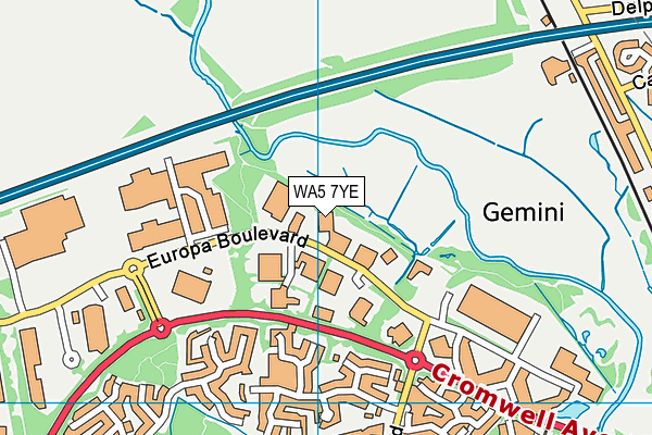 WA5 7YE map - OS VectorMap District (Ordnance Survey) WA5 7YE map - OS VectorMap District (Ordnance Survey)