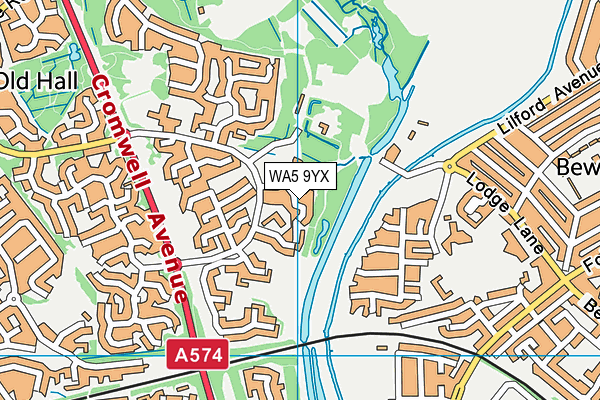 WA5 9YX map - OS VectorMap District (Ordnance Survey) WA5 9YX map - OS VectorMap District (Ordnance Survey)