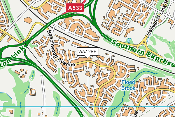 WA7 2RE map - OS VectorMap District (Ordnance Survey)