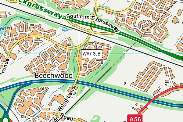 WA7 3JB map - OS VectorMap District (Ordnance Survey)