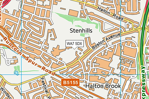 WA7 5DX map - OS VectorMap District (Ordnance Survey)