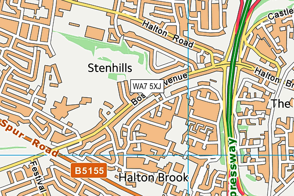 WA7 5XJ map - OS VectorMap District (Ordnance Survey)