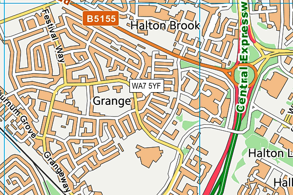 WA7 5YF map - OS VectorMap District (Ordnance Survey)
