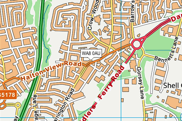 WA8 0AU map - OS VectorMap District (Ordnance Survey)