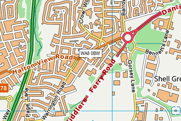 WA8 0BW map - OS VectorMap District (Ordnance Survey) WA8 0BW map - OS VectorMap District (Ordnance Survey)