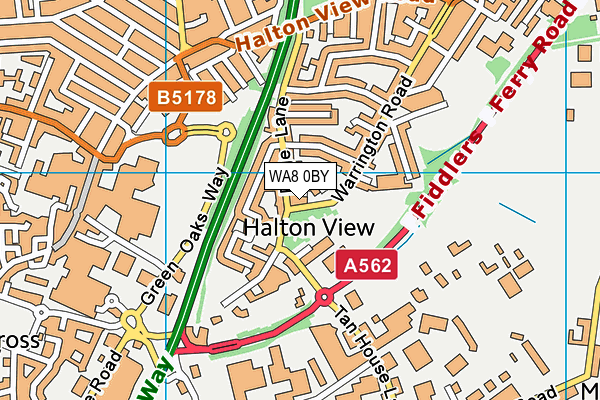 WA8 0BY map - OS VectorMap District (Ordnance Survey)