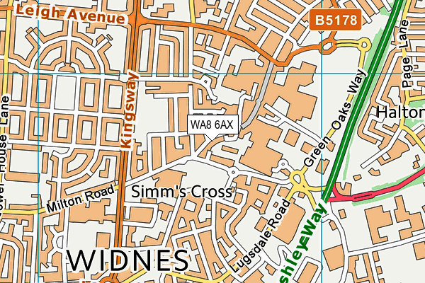 WA8 6AX map - OS VectorMap District (Ordnance Survey)