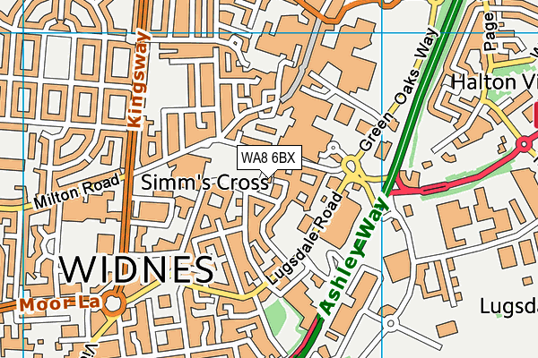 WA8 6BX map - OS VectorMap District (Ordnance Survey)