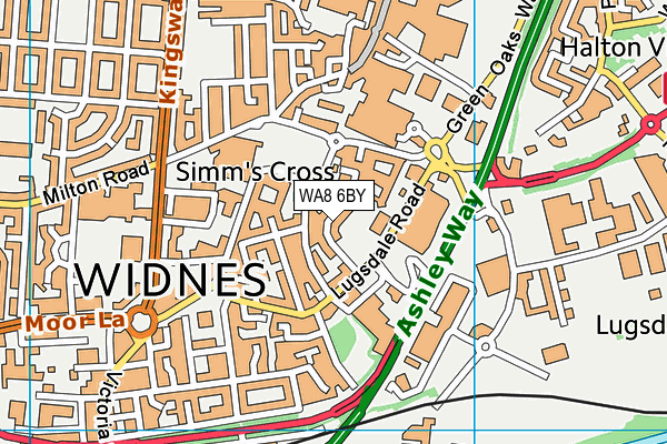 WA8 6BY map - OS VectorMap District (Ordnance Survey)