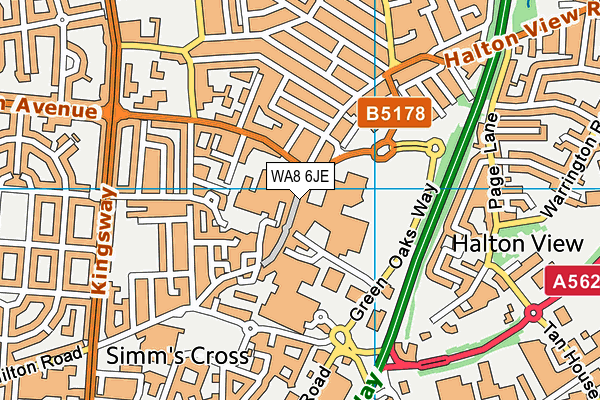 WA8 6JE map - OS VectorMap District (Ordnance Survey)
