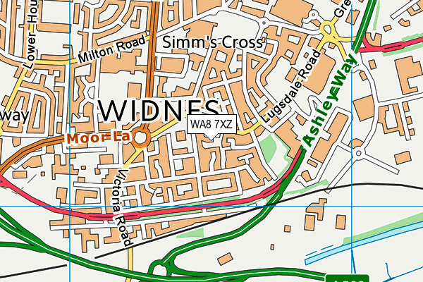 WA8 7XZ map - OS VectorMap District (Ordnance Survey) WA8 7XZ map - OS VectorMap District (Ordnance Survey)