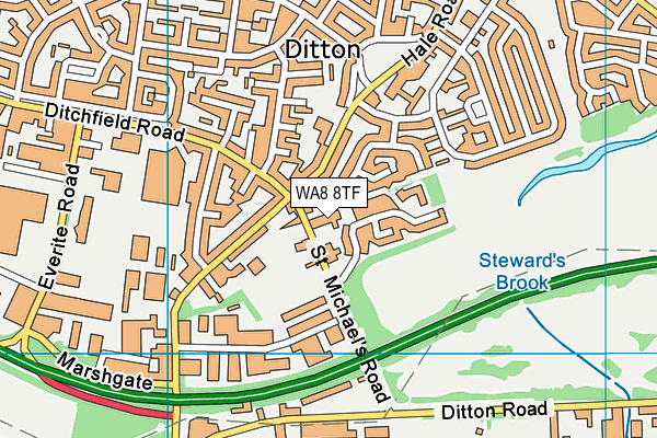 WA8 8TF map - OS VectorMap District (Ordnance Survey) WA8 8TF map - OS VectorMap District (Ordnance Survey)
