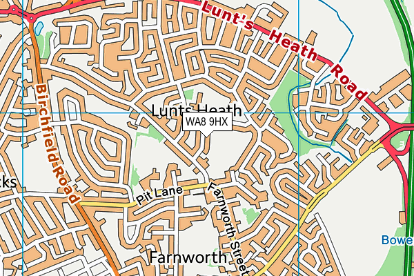 WA8 9HX map - OS VectorMap District (Ordnance Survey)