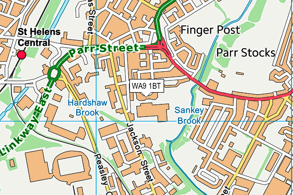 WA9 1BT map - OS VectorMap District (Ordnance Survey) WA9 1BT map - OS VectorMap District (Ordnance Survey)