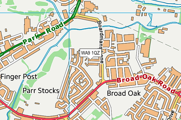 WA9 1QZ map - OS VectorMap District (Ordnance Survey)