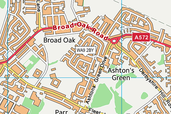 WA9 2BY map - OS VectorMap District (Ordnance Survey)