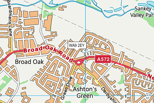 WA9 2EY map - OS VectorMap District (Ordnance Survey)